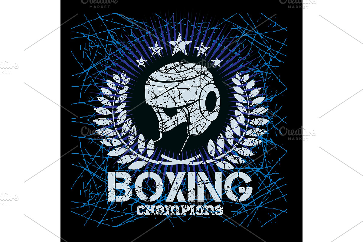 Boxing labels on grunge background in Illustrations - product preview 8