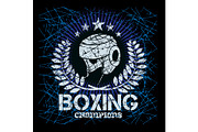 Boxing labels on grunge background