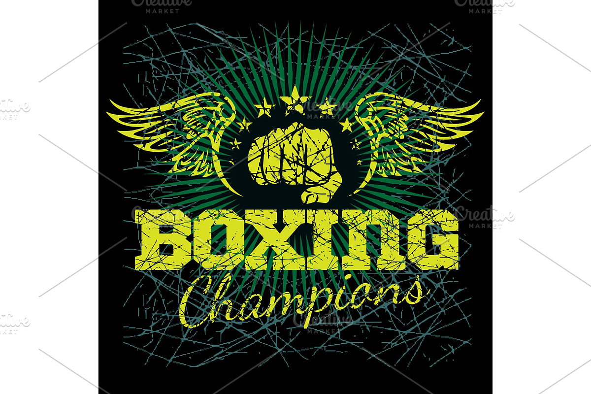 Boxing labels on grunge background in Illustrations - product preview 8