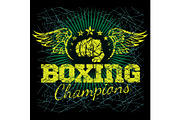 Boxing labels on grunge background