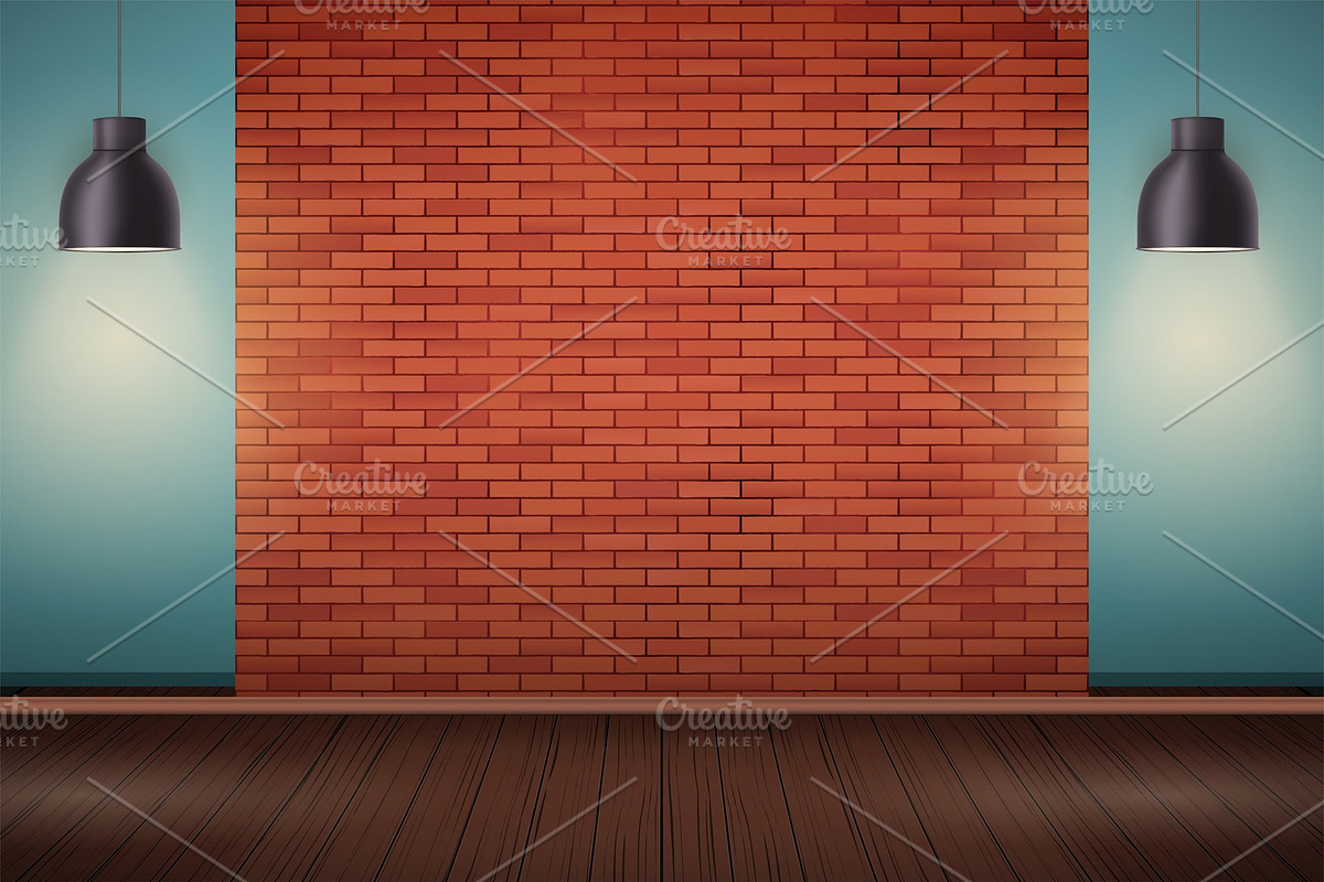 Red brick wall room with Billboard in Objects - product preview 8