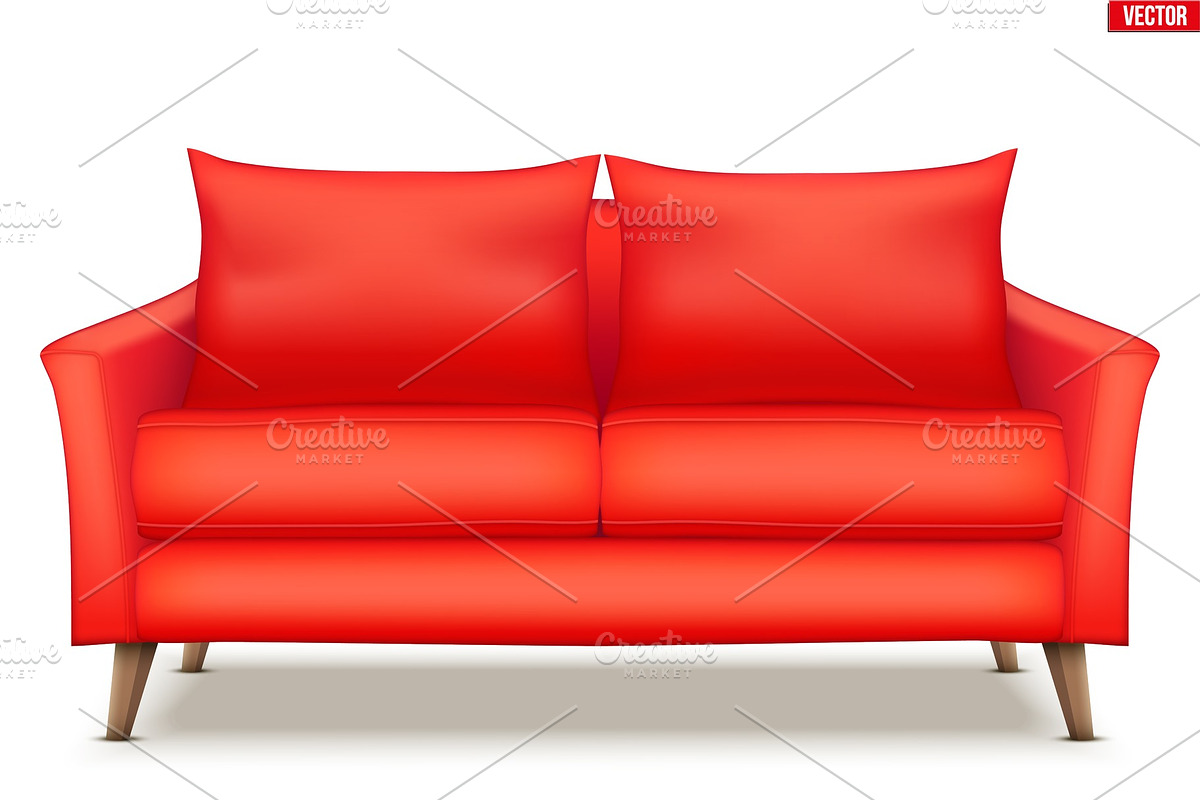 Modern red soft sofa in Graphics - product preview 8