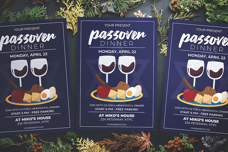Passover Dinner Flyer in Flyer Templates - product preview 8