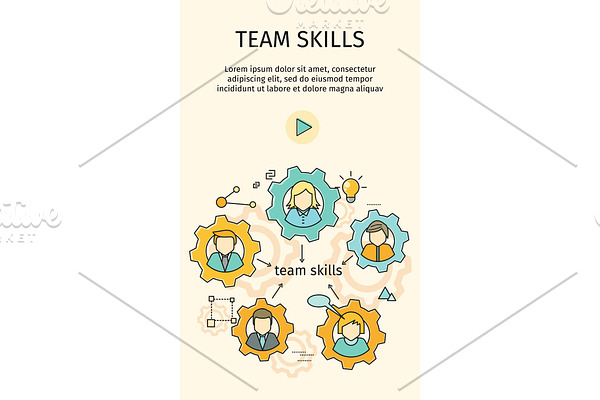 Team Skills Banner. Avatar in Gear.