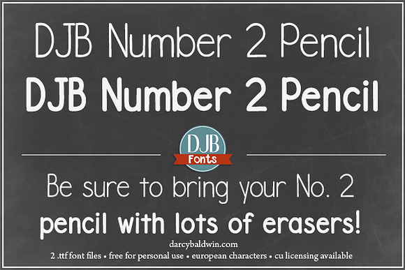 DJB Number 2 Pencil Fonts in Display Fonts - product preview 1