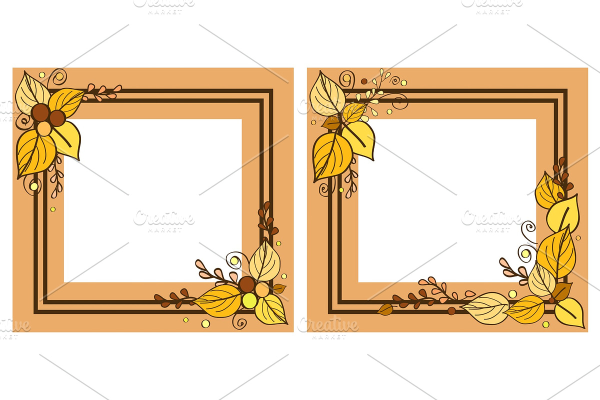 Autumn Frames Set, Leaves on Vector in Illustrations - product preview 8