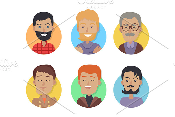Icons Set of Men with Different Age