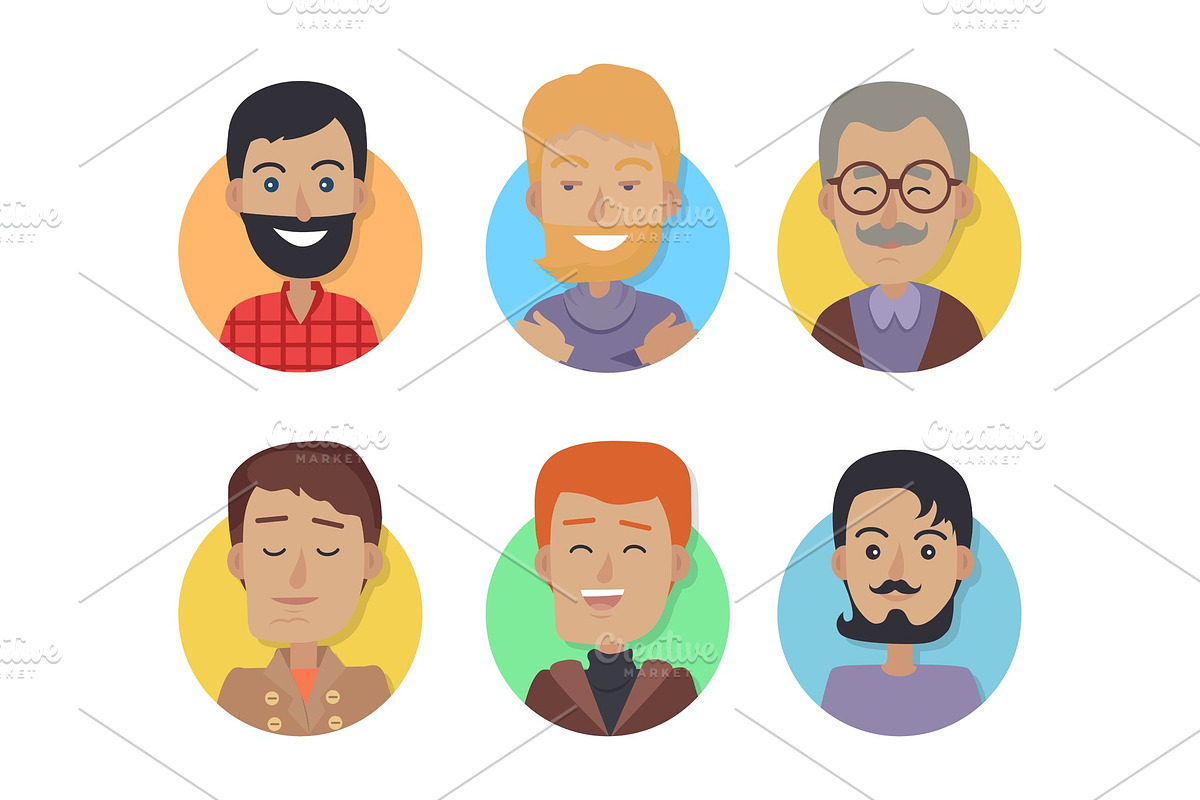 Icons Set of Men with Different Age in Illustrations - product preview 8