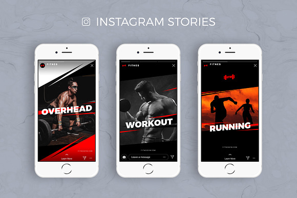 F I T N E S - social media pack in Instagram Templates - product preview 1