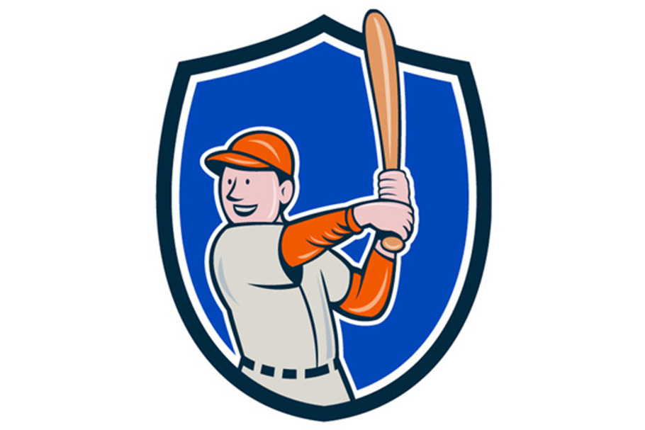 Baseball Player Batting Stance Crest in Illustrations - product preview 8