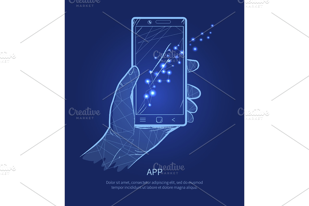 App Hand Holding Phone on Vector in Objects - product preview 8