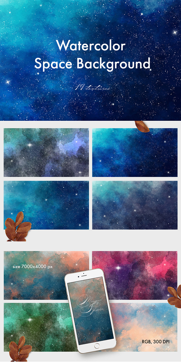 Watercolor Starry Sky in Textures - product preview 12