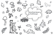 Nature/forest hand drawn elements