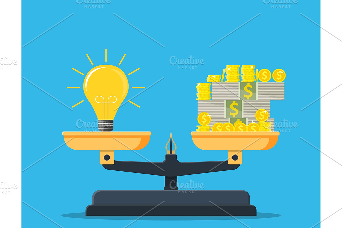 Idea and money stack balance on in Illustrations - product preview 8