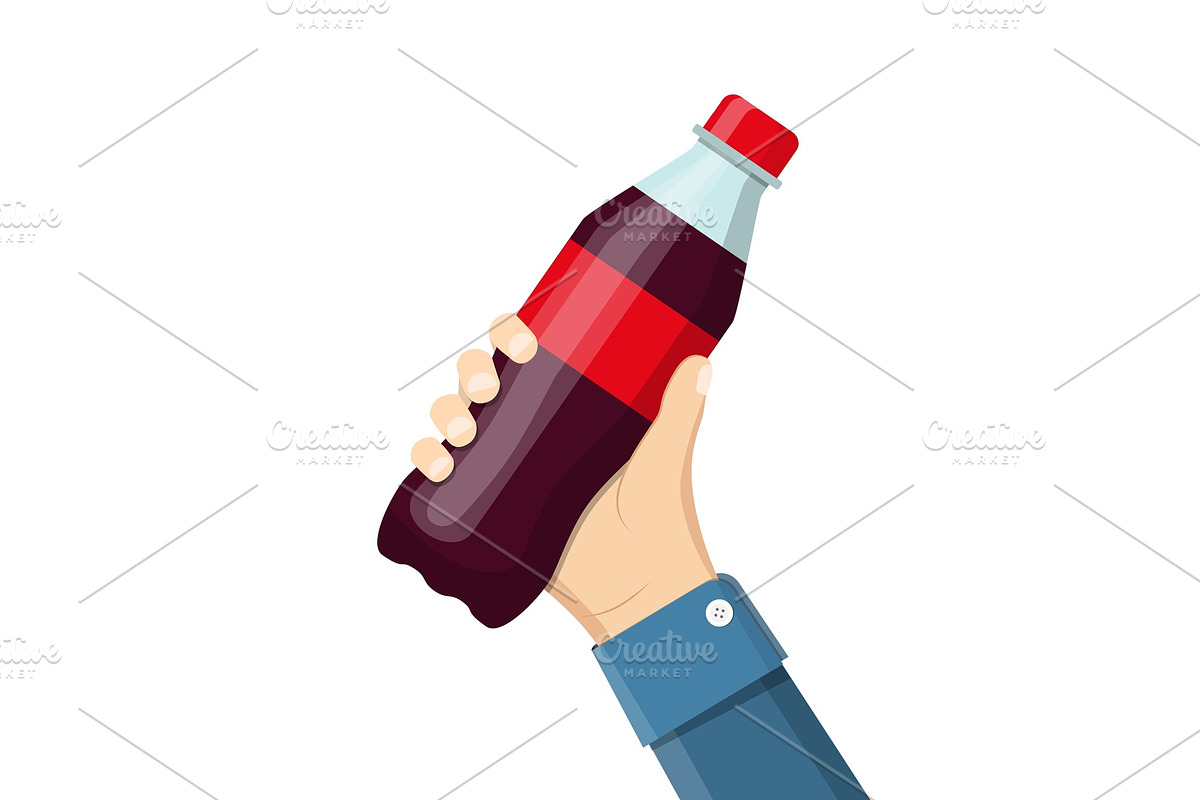 Bottle of soda hold in hand. in Illustrations - product preview 8