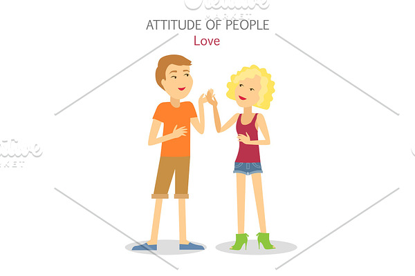 Attitude of People. Boy and Girl in