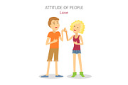 Attitude of People. Boy and Girl in