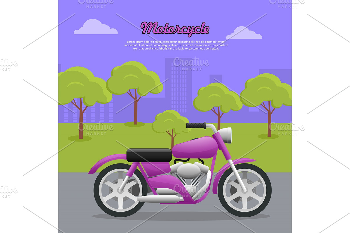 Contemporary Violet Motorcycle on in Illustrations - product preview 8