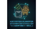 Add to cart neon light concept icon