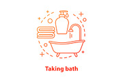 Taking bath accessories concept icon