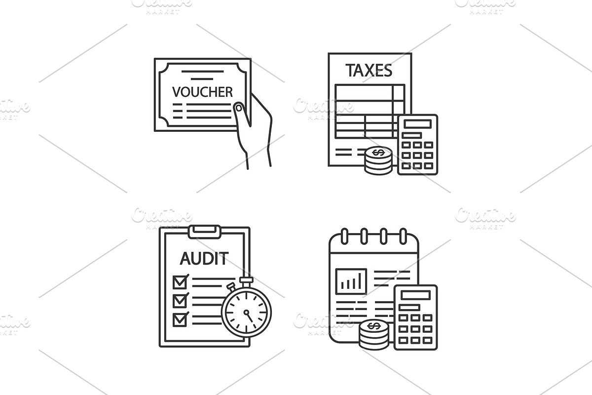 Audit linear icons set in Icons - product preview 8