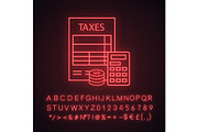 Tax accounting neon light icon