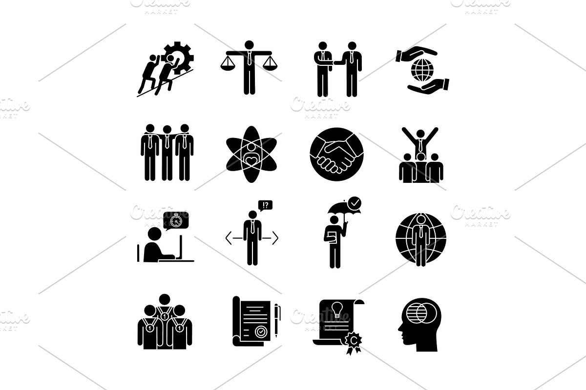 Business ethics glyph icons set in Icons - product preview 8