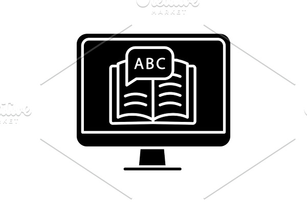 Online language learning glyph icon