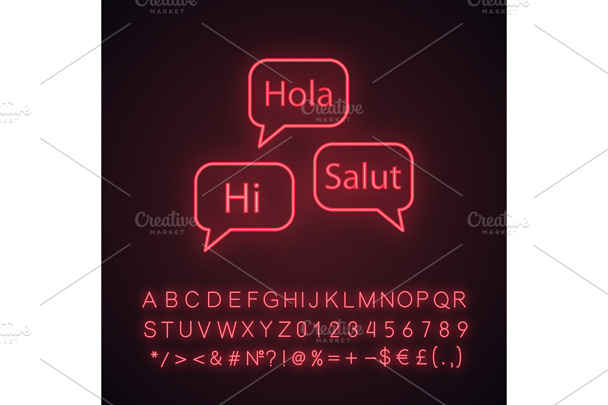 Language courses neon light icon in Icons - product preview 8