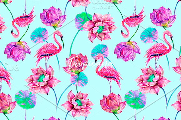 Botanical lotus patterns in Patterns - product preview 9