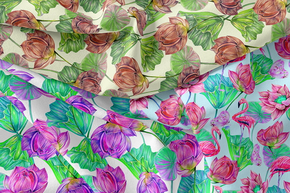 Botanical lotus patterns in Patterns - product preview 11