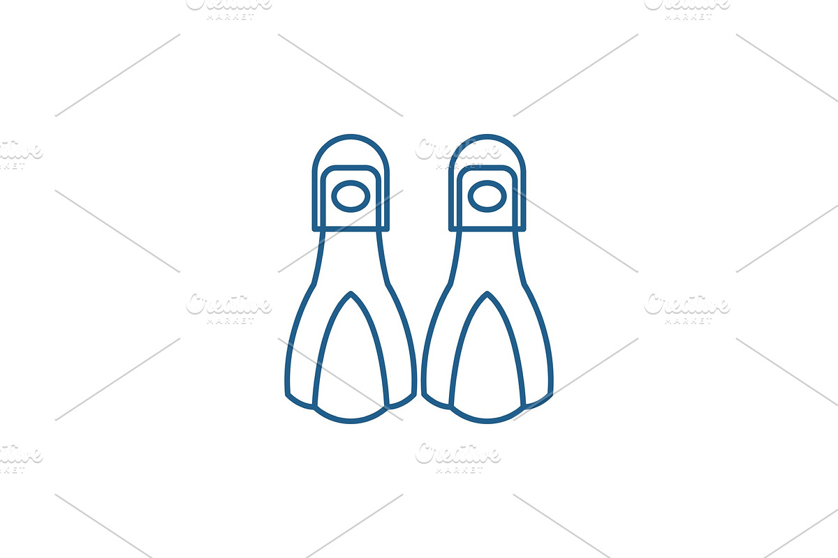 Flippers line icon concept. Flippers in Objects - product preview 8
