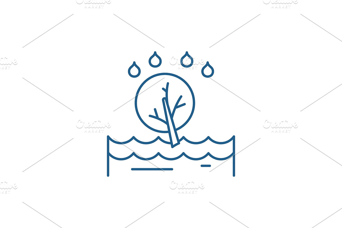 Flood line icon concept. Flood flat in Illustrations - product preview 8