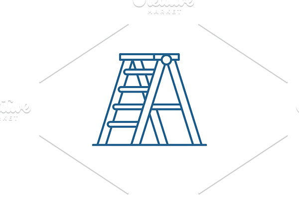 Folding ladder line icon concept