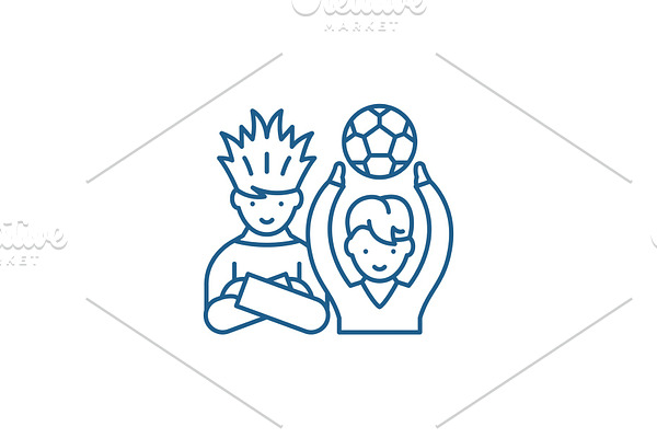Football fans line icon concept