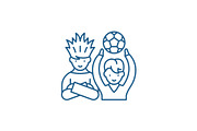 Football fans line icon concept