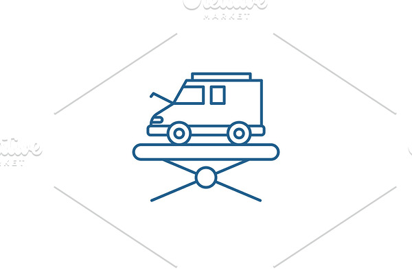 Forklift line icon concept. Forklift