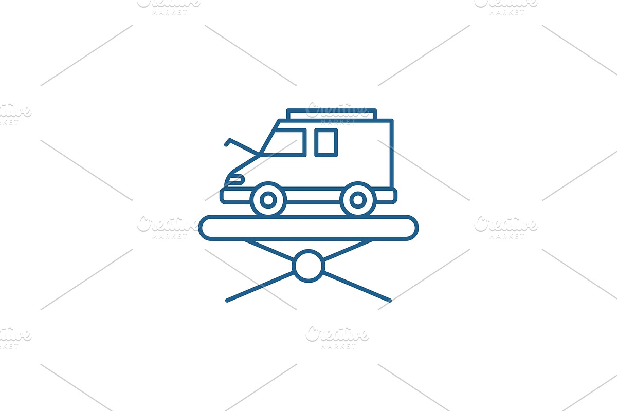 Forklift line icon concept. Forklift in Illustrations - product preview 8