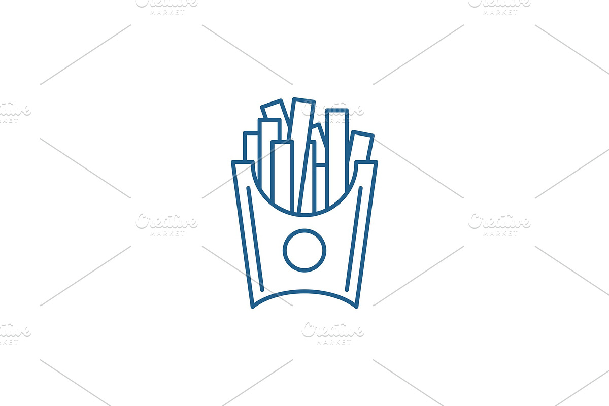 French fries line icon concept in Illustrations - product preview 8