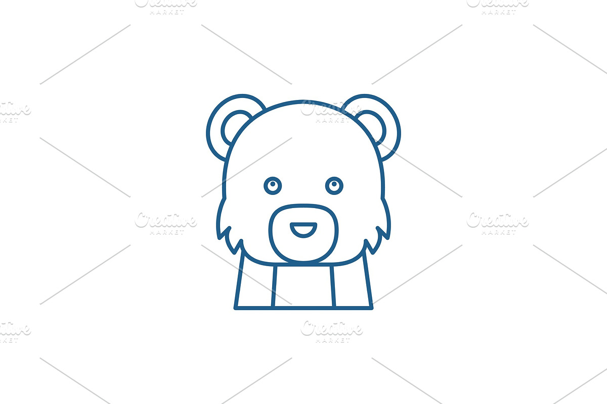 Funny bear line icon concept. Funny in Illustrations - product preview 8