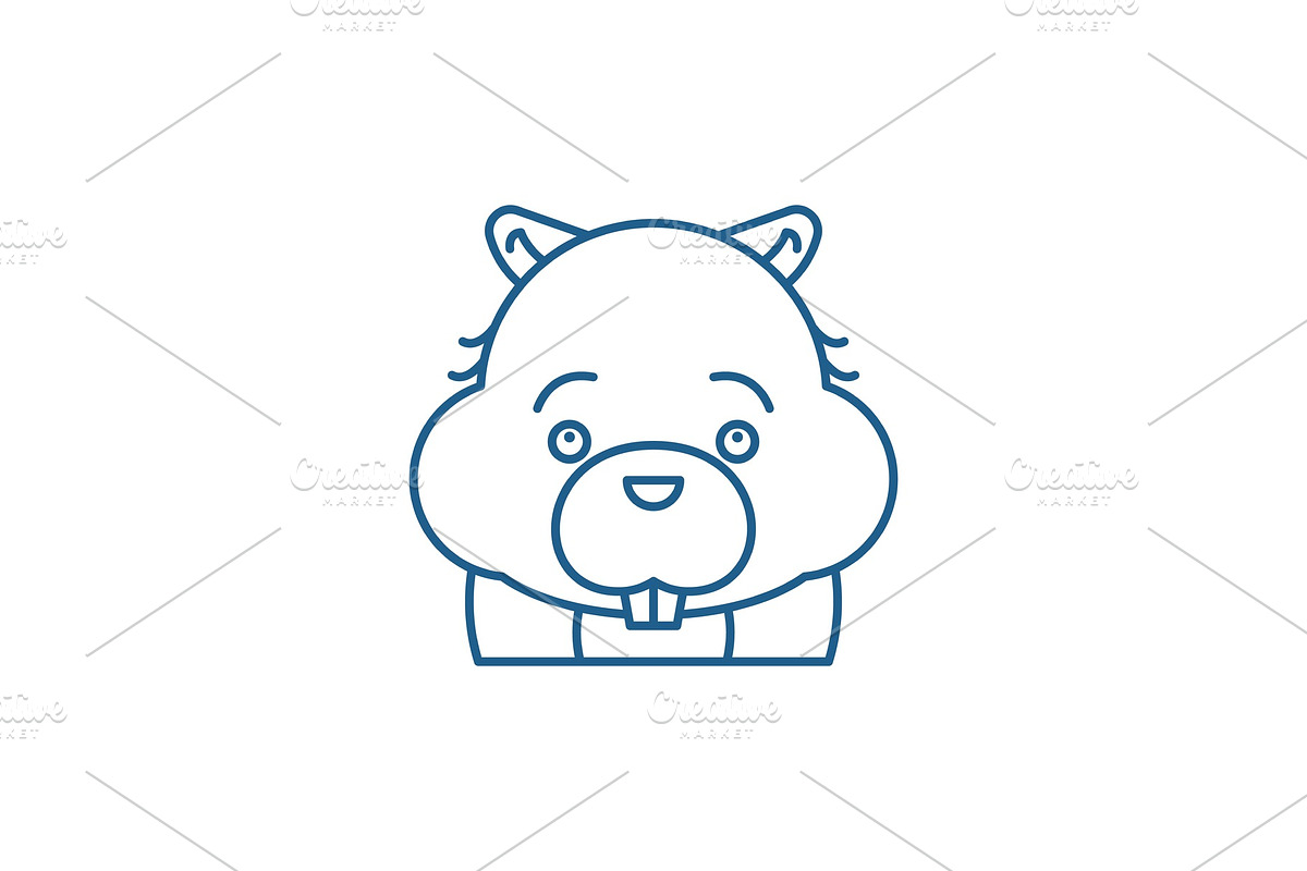 Funny beaver line icon concept in Illustrations - product preview 8