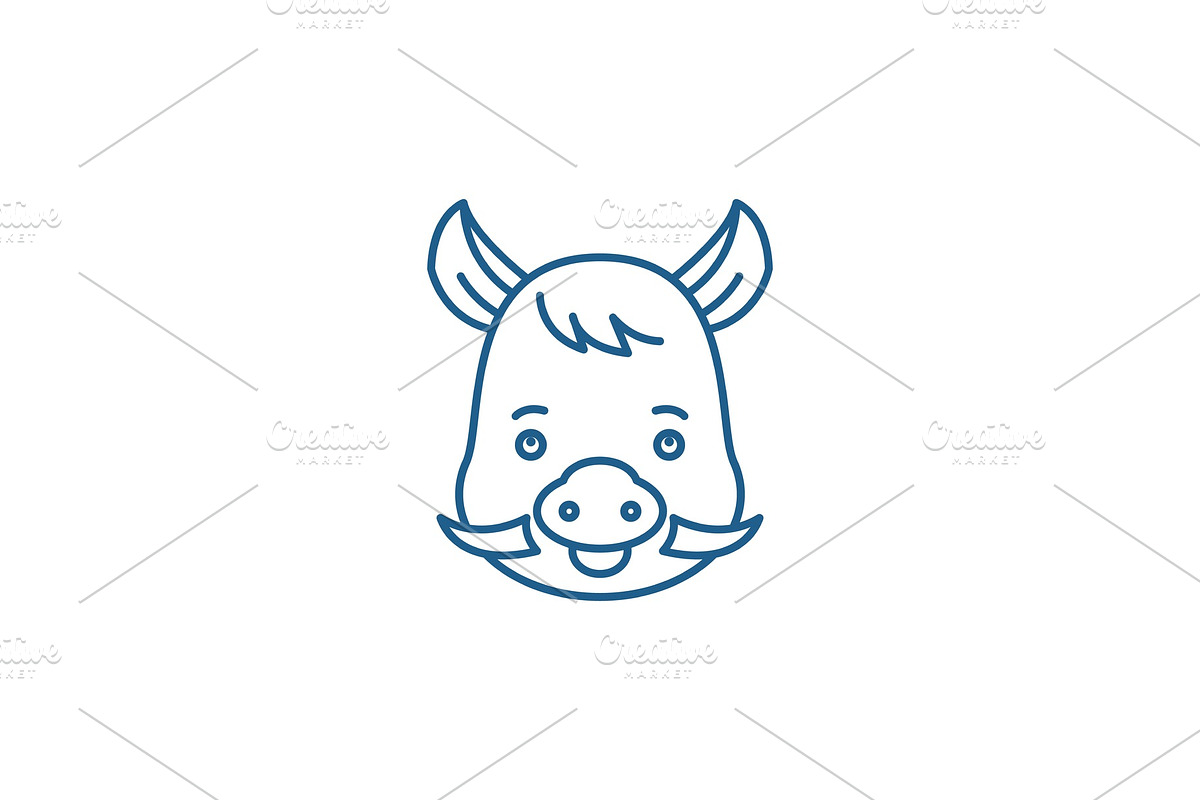 Funny boar line icon concept. Funny in Illustrations - product preview 8