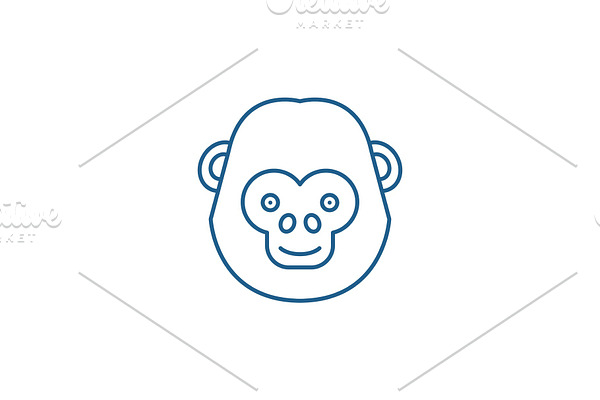 Funny chimpanzee line icon concept