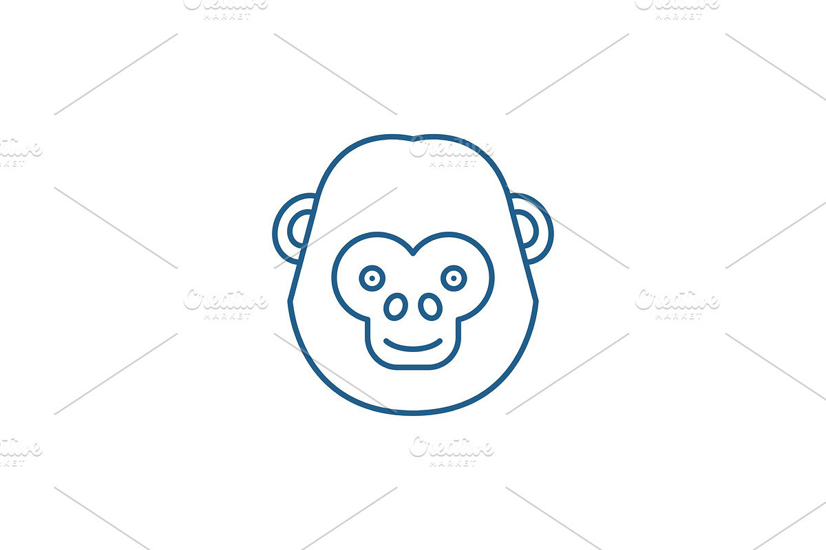 Funny chimpanzee line icon concept in Illustrations - product preview 8