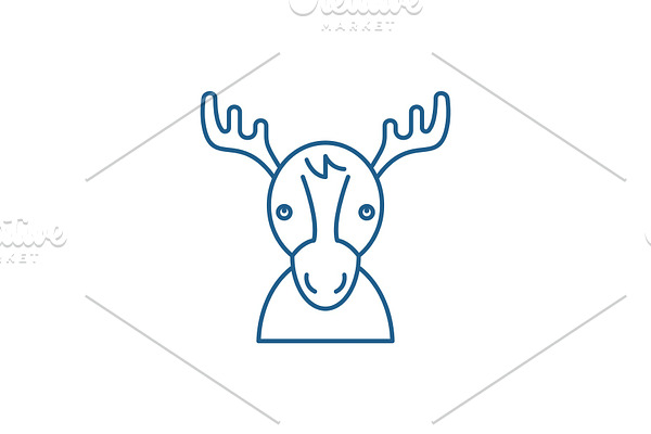 Funny deer line icon concept. Funny