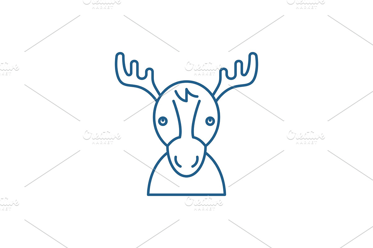 Funny deer line icon concept. Funny in Illustrations - product preview 8