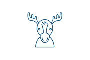 Funny deer line icon concept. Funny