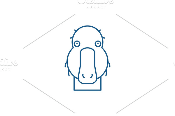 Funny duck line icon concept. Funny