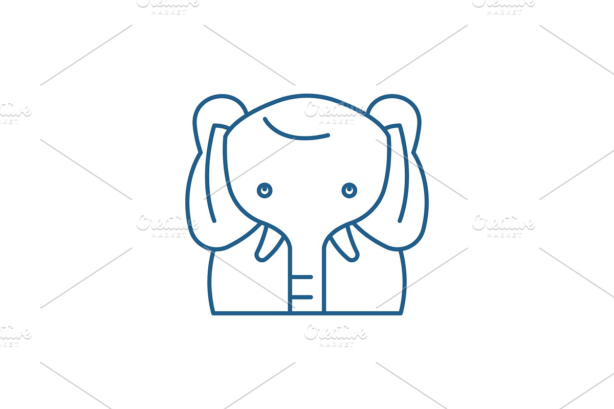 Funny elephant line icon concept in Illustrations - product preview 8