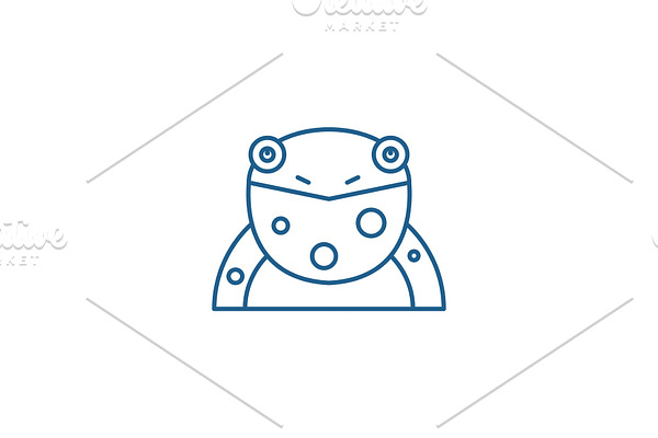 Funny frog line icon concept. Funny